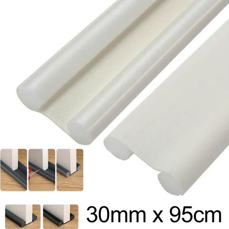 TrAdE Shop Traesio - Paraspifferi Sottoporta Per Porte 95 Cm Doppia Guarnizione Antirumore Bianco -