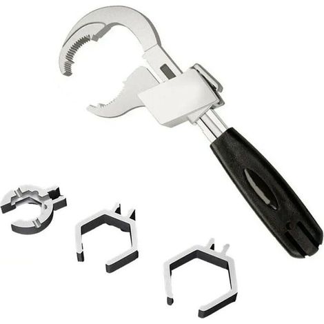 Llave inglesa ajustable de doble extremo, llave multifuncional para fregadero, llave para bañera, llave para fontanería, llave para tuberías, herramienta para reparaciones de baño y cocina (1/4)