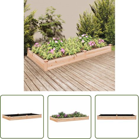 The Living Store Lit surélevé de jardin doublure 240x120x25 cm bois massif sapin - Jardiniere - Bac Plante - Potager Surélévé - Lit De Jardin - Raised Garden Bed (1/5)