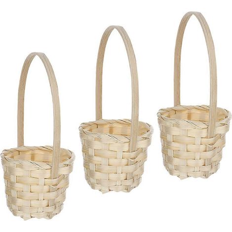 Panier de rangement en bambou kaki, compatible avec les compositions florales, lot de 3, tissé à la main (1/5)