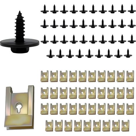 80 Pcs Kit de Fixation Clips Vis Plaque Cache Protection Sous Moteur (1/5)