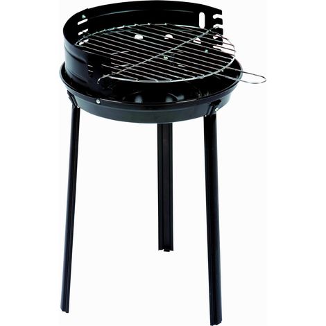 1 Barbecue Rond Acier Émaillé Diamètre 37cm Hauteur 50cm Noir Jardin Extérieur