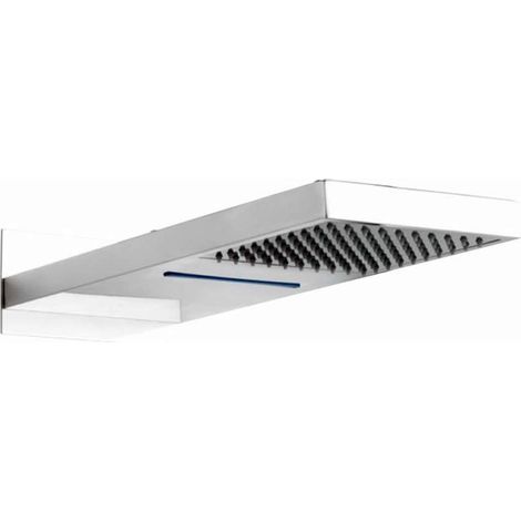 Hudson Reed – Pomme de douche rectangulaire 50cm – Acier inoxydable – Pluie et jet cascade massant – Picots anti-calcaires en caoutchouc