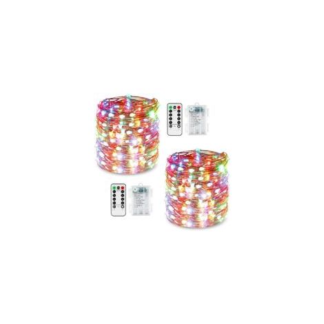 Set di 2 luci a stringa LED, 10 m, 100 W, 8 modalità di illuminazione, alimentazione a batteria, filo di rame, impermeabili IP67, con telecomando e timer per illuminazione esterna e interna, Natale e