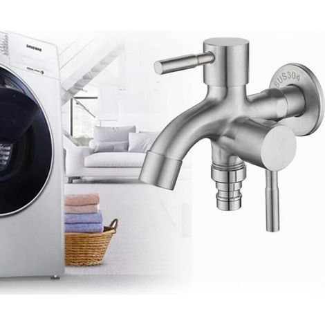 Robinet double en acier inoxydable 304 avec vanne de sortie, robinet double de 1,27 cm, robinet de jardin pour jardin, maison et industrie (1/5)