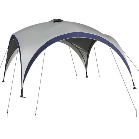 Outsunny 4x4m Gartenpavillon, wasserdichtes Partyzelt mit cremefarbenem und blauem Polyesterdach, Outdoor-Unterstand für Partys