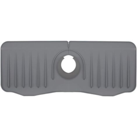 Bac d'évier de cuisine, évacuation automatique, porte-savon, porte-éponge en silicone, tampon de robinet en silicone (gris) (1/5)