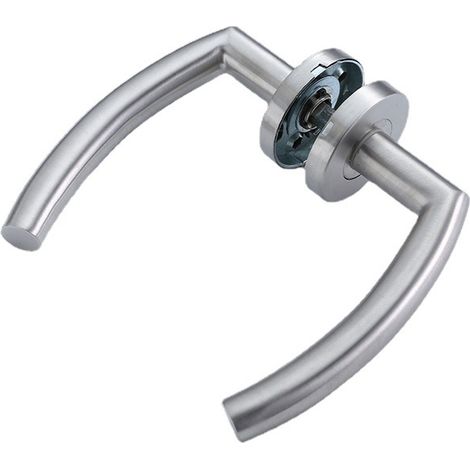 (58x72mm)Poignée de porte sur rosace inox mat - Poignée de porte de sécurité simple en acier inoxydable (1/3)