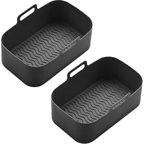 Set aus 2 Silikon-Heißluftfritteusen-Töpfen mit schwarzer Silikonauskleidung (1/5)