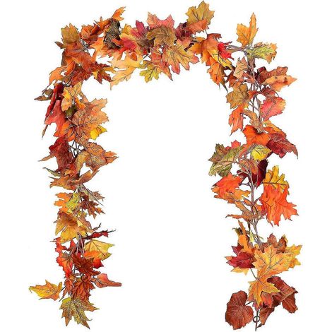 Guirlande d'automne feuilles d'érable, 5,9 pi/pièce vigne suspendue décor de Noël familial (1/5)