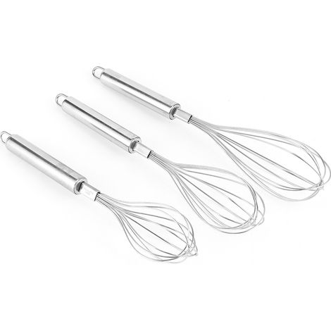 3-teiliges manuelles Schneebesen-, Milchaufschäumer- und Rührset aus Edelstahl für Küche und Backen (1/5)