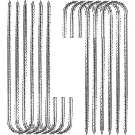 Picchetti in acciaio zincato Ulisem, 30 cm, resistenti, con ganci a J, adatti per tende da campeggio e verande, confezione da 10, argento (1/5)