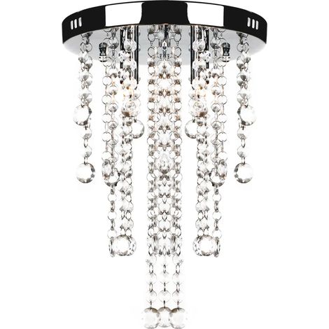 Elegante lampada da soffitto decorata con cristalli 24,8 x 34,5 cm stile moderno per uso domestico metallo bianco 020046249