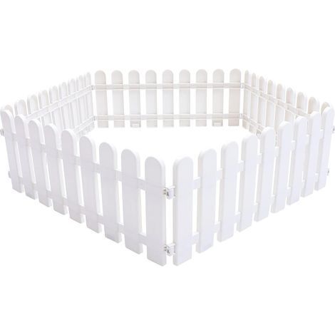 Lot de 5 clôtures à lattes décoratives en plastique – Bords blancs – Dimensions 50 x 20 cm – Résistantes aux intempéries – Montage facile (1/5)