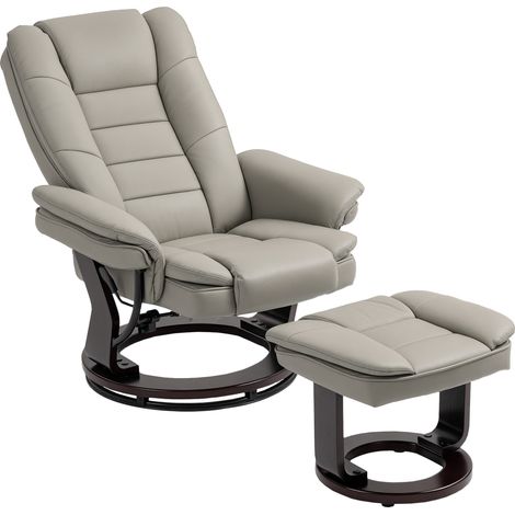 Fauteuil relax inclinable 135° pivotant 360° avec repose-pieds revêtement synthétique marron (1/5)