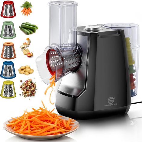Electric Vegetable Slicer with Interchangeable Drum Blades Electric Grater and Grinder for Fruit, Vegetables, Cheese, Fruit, Nuts, Carrots (1/5)