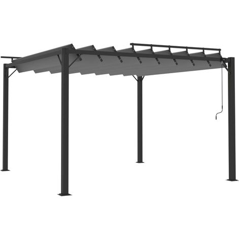 Tonnelle avec toit à persienne 3x3 m Anthracite Tissu aluminium