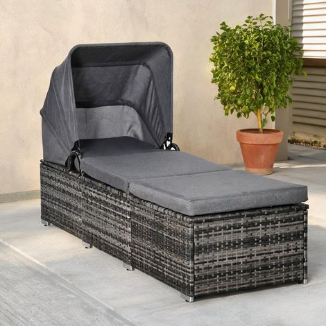 Fauteuil relax en pE Rattan fer Waterproof tissu 195 x 65 x 40 cm (1/5)