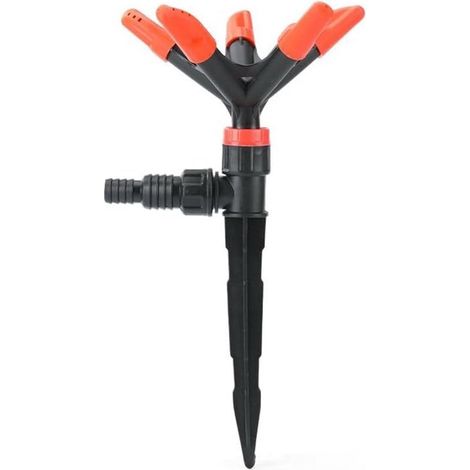 Arroseur de jardin automatique 360° à hauteur réglable, sprinkler 5 bras rotatifs pour plantes et pelouse extérieur (1/5)
