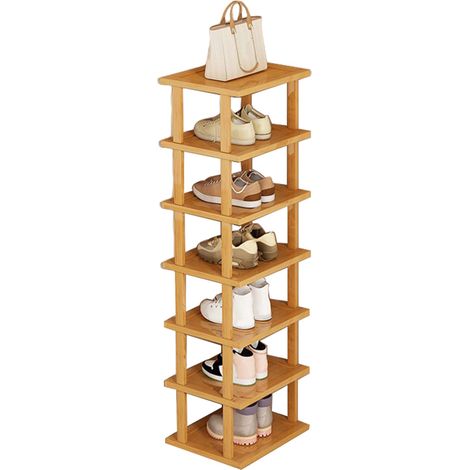 Étagère à chaussures en bois, étagère de rangement pour chaussures, étagères amovibles à 7 niveaux (1/5)