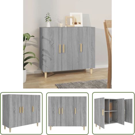 The Living Store Sideboard Grau Sonoma 90x34x80 cm Holzwerkstoff - Schreibtisch - Wohnzimmermöbel - Sideboard - Regal - Grau (1/5)
