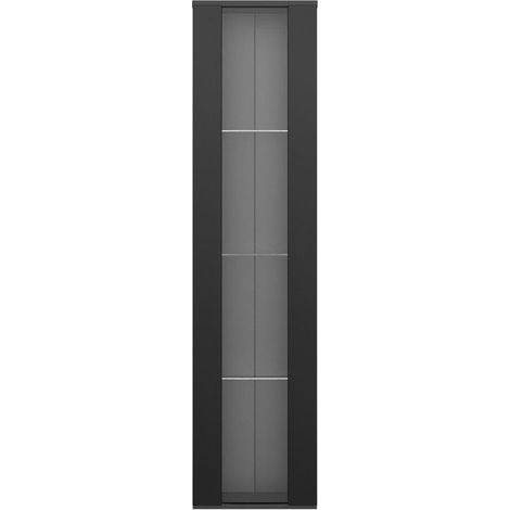Vitrine 40x29x170 cm avec cloison en verre et éclairage LED,Vitrine Armoire moderne à quatre étagères Salon/Chambre,noir (1/5)