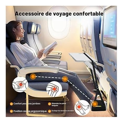 Hamac repose-pieds réglable pour avion - Hamac pour les essentiels de voyage - Rembourrage en coton à mémoire de forme avec plaques de soutien - Idéal pour reposer vos jambes lors de (1/4)