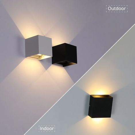 Applique murale extérieure étanche IP65 (blanc froid - 10 W - noir) en aluminium, idéale pour porche, jardin et chambre à coucher. (1/5)