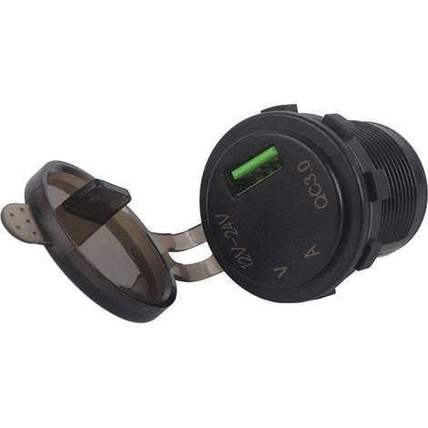 Digitales Kfz-Ladegerät mit Spannungs- und Stromanzeige, wasserdicht, Schnellladefunktion mit USB-Anschluss, 60 cm, grün, 12–24 V (1/5)