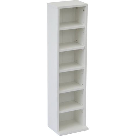 Oypla 6 Tier White Wooden CD DVD Game Book Shelf Storage Tower Rack (1/5)