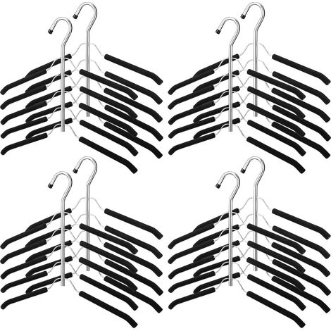 Set mit 8 platzsparenden 5-in-1-Mehrschicht-Metallkleiderbügeln aus robustem Edelstahl mit rutschfester Oberfläche für Pullover und Hemden, Kleiderschrank-Aufbewahrungsorganizer (Schwarz, Stil 1) (1/5)