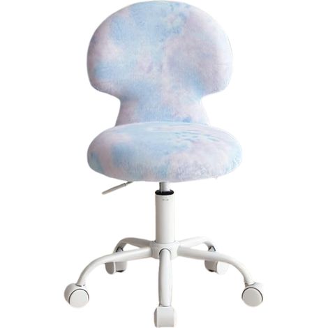 Wahson Sedia Scrivania Bambina in Pelliccia, Sedia Girevole Regolabile in Altezza con Gambe in Metallo per Studio e Cameretta, Blu