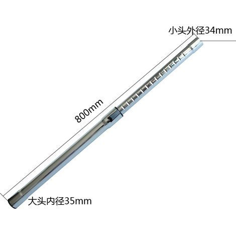 Accessorio per aspirapolvere: tubo di prolunga telescopico dritto/asta lunga in metallo (diametro interno dell'estremità più larga 35 mm, diametro esterno dell'estremità più stretta 34 mm) (1/5)