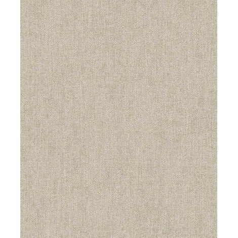 Papier peint uni effet toile jute beige chaud (1/2)