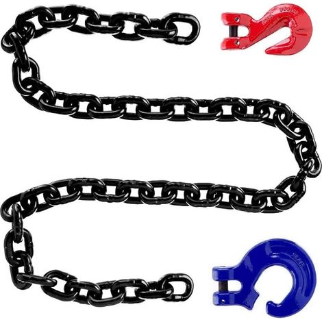 Forstkette Rückekette 6mm Schleppkette Chokerkette - 3m Tragfähigkeit=1120kg SET - Anschlagkette Kettengehänge Krankette Güteklasse 8 (1/4)