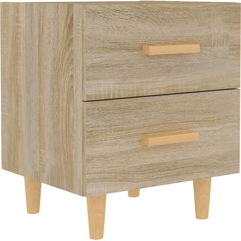 Mesita de noche con dos cajones 40 x 35 x 47,5 cm en madera de ingeniería color roble DEC033828