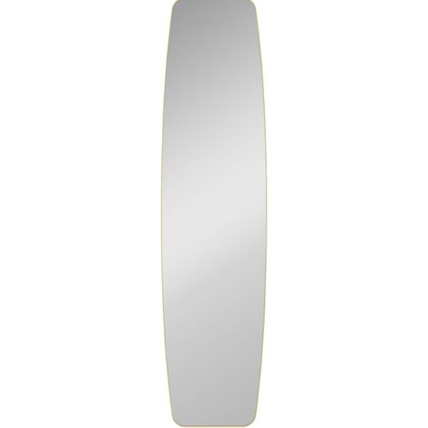 Grand miroir mural rectangulaire doré 160 x 40 x 3 cm avec cadre en métal (1/5)