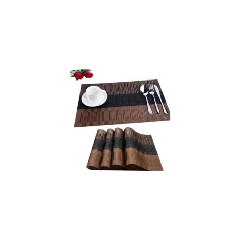 Lot de 6 sets de table antidérapants et lavables – Motif dégradé couleur café (1/5)
