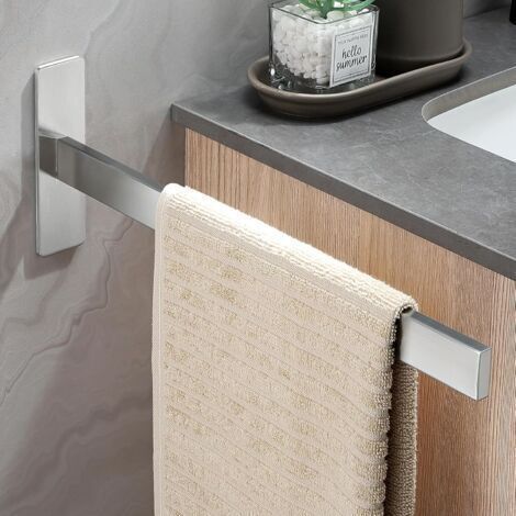 Porte-Serviettes sans Perçage à Un Bras en Acier Inoxydable 304 Porte-Serviettes de Salle de Bain Mural Brossé Auto-Adhésif Porte-Serviettes d'Invité Argent pour Salle de Bain et Cuisine (1/5)