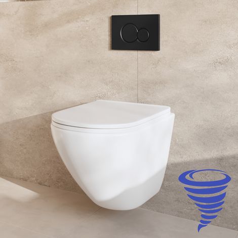 LOMAZOO Pack WC suspendu avec réservoir encastré rond blanc -