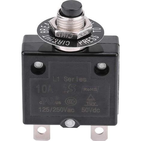 Protecteur de Surcharge de Courant DC 50 V CA 125-250V Disjoncteur Thermique à Réarmement Manuel Fusible Therma Switch Disjoncteur(10A) (1/5)