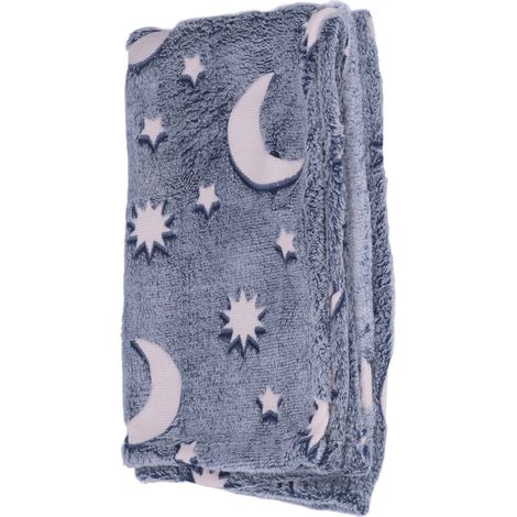 Couverture polaire luminescente douce et chaude pour lit, canapé ou divan - Bleu poussière, toutes saisons (1/5)