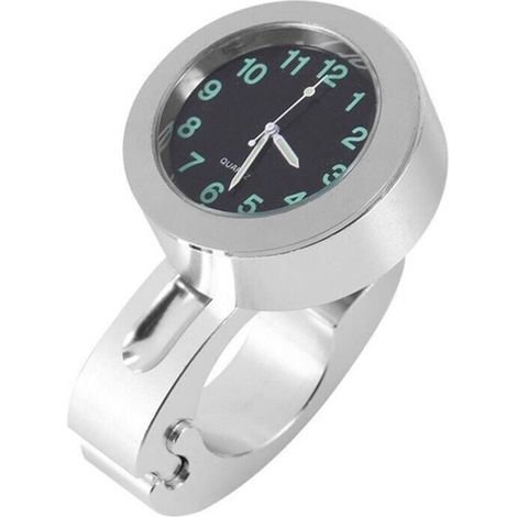 Reloj para manillar de motocicleta, 1 pieza, universal, plateado, resistente al agua, con soporte luminoso para la mayoría de las motocicletas.