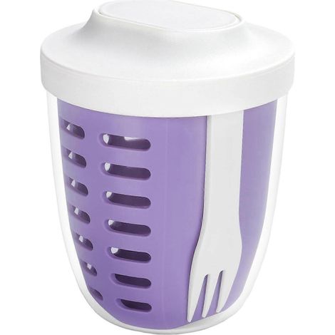 Barquette à salade de fruits avec couvercle et fourchette, 590 ml (20 oz), en plastique hermétique, pour réfrigérateur, anti-fuite, réutilisable, idéale pour le bureau, les fêtes et les voyages. (1/5)