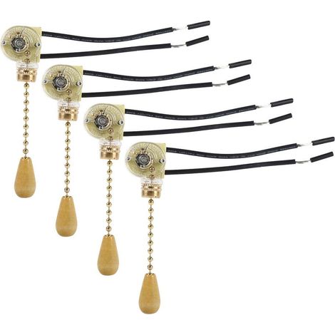 Ej.Life 4 Stücke Universal Home Deckenventilator Lampe Wandleuchte Ersatz Zugkette Schnur Schalter ON-OFF Zugkette Lampe Schalter Elektrische Zugkette Schalter MEHRWEG VERPAKUNG (1/5)