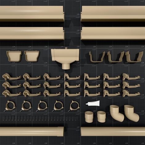 Kit gouttière PVC double profil dév 300 mm - Long. 8 m - Sable