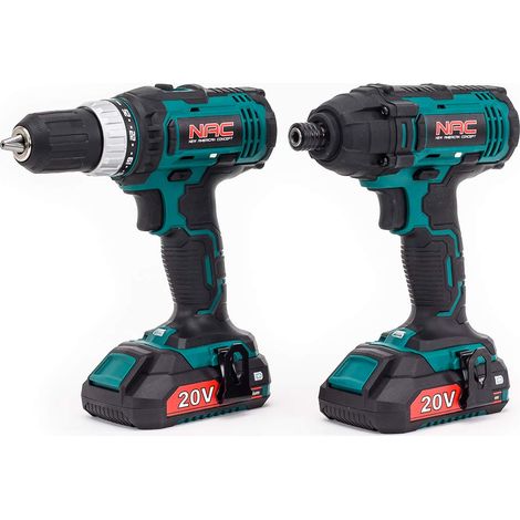 Jeu d'outils tournevis 20V 35Nm / 250Nm Li-Ion 2x batterie 2.0Ah éclairage LED jeu de perceuses et vis, chargeur avec indicateur de niveau de charge, mallette de transport (1/5)