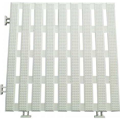Desineo – Pack de 50 dalles caillebotis anti-dérapants 30 x 30 cm – PVC étanche pour milieux humides – Système modulable pour piscines et jardins (1/4)