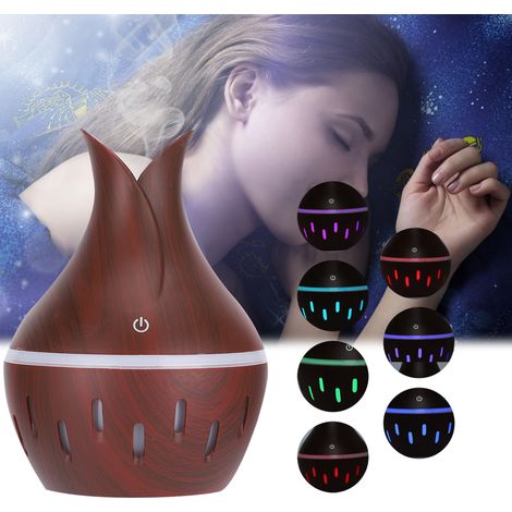 Diffuseur d'huiles essentielles 300ml USB - Brumisateur d'air portable avec éclairage LED et finition bois naturel (1/5)