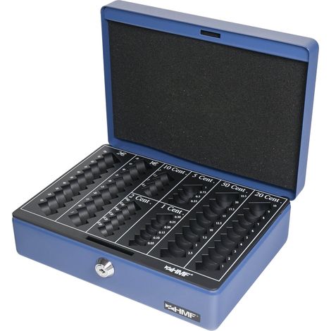 HMF 208 Geldkassette Euro-Münzzählbrett, 25 x 18 x 9 cm blau (1/5)